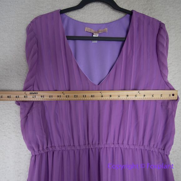Hutch Anthropologie A Line Dress Pleated Short Sleeve V Neck Purple,‎ size XL - Picture 5 of 15